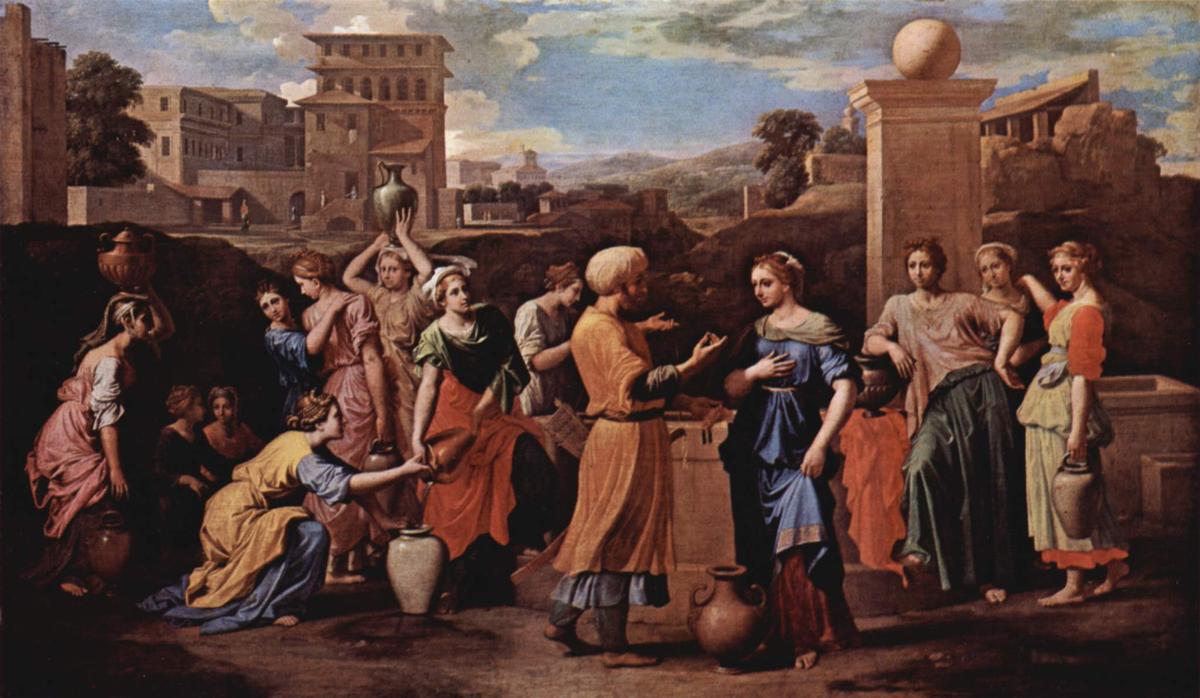 Wikioo.org - The Encyclopedia of Fine Arts - Painting, Artwork by Nicolas Poussin - Eliezer and Rebecca at the Well