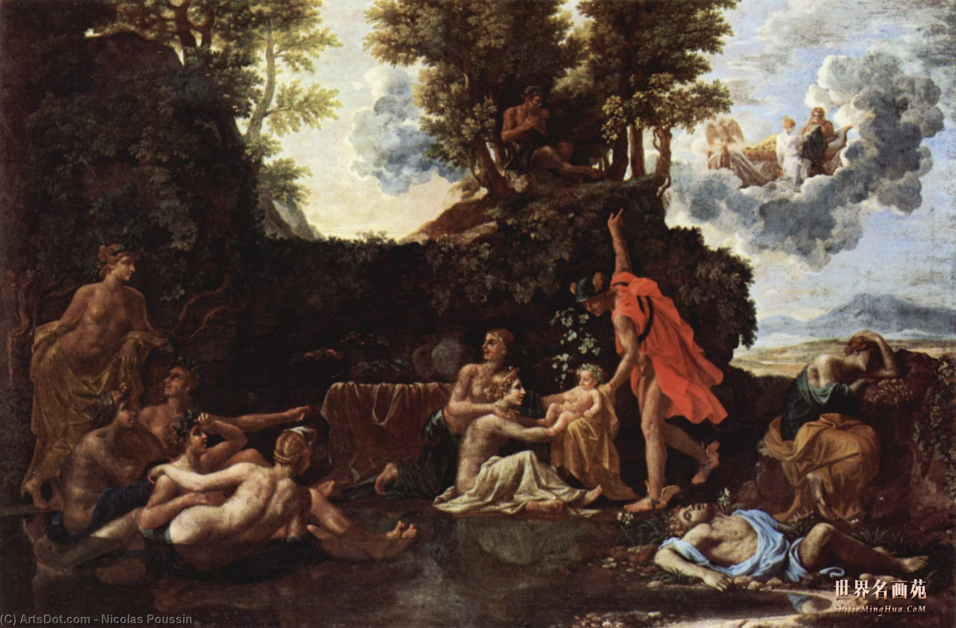 Wikioo.org – La Enciclopedia de las Bellas Artes - Pintura, Obras de arte de Nicolas Poussin - El nacimiento de Baccus