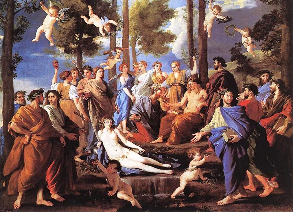 Wikioo.org - The Encyclopedia of Fine Arts - Painting, Artwork by Nicolas Poussin - Apollo and the Muses