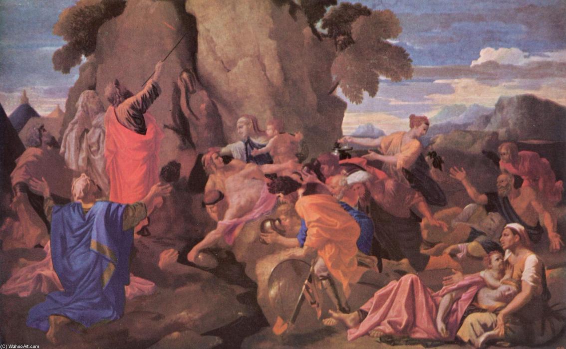 Wikioo.org – L'Encyclopédie des Beaux Arts - Peinture, Oeuvre de Nicolas Poussin - Moïse frappant  eau  issus  au  rocher
