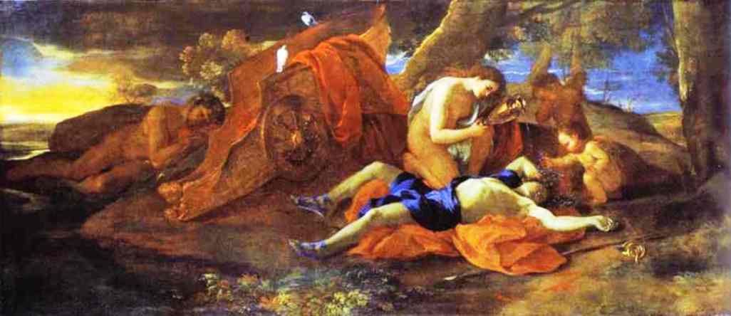 WikiOO.org - Енциклопедия за изящни изкуства - Живопис, Произведения на изкуството Nicolas Poussin - Venus Weeping over Adonis