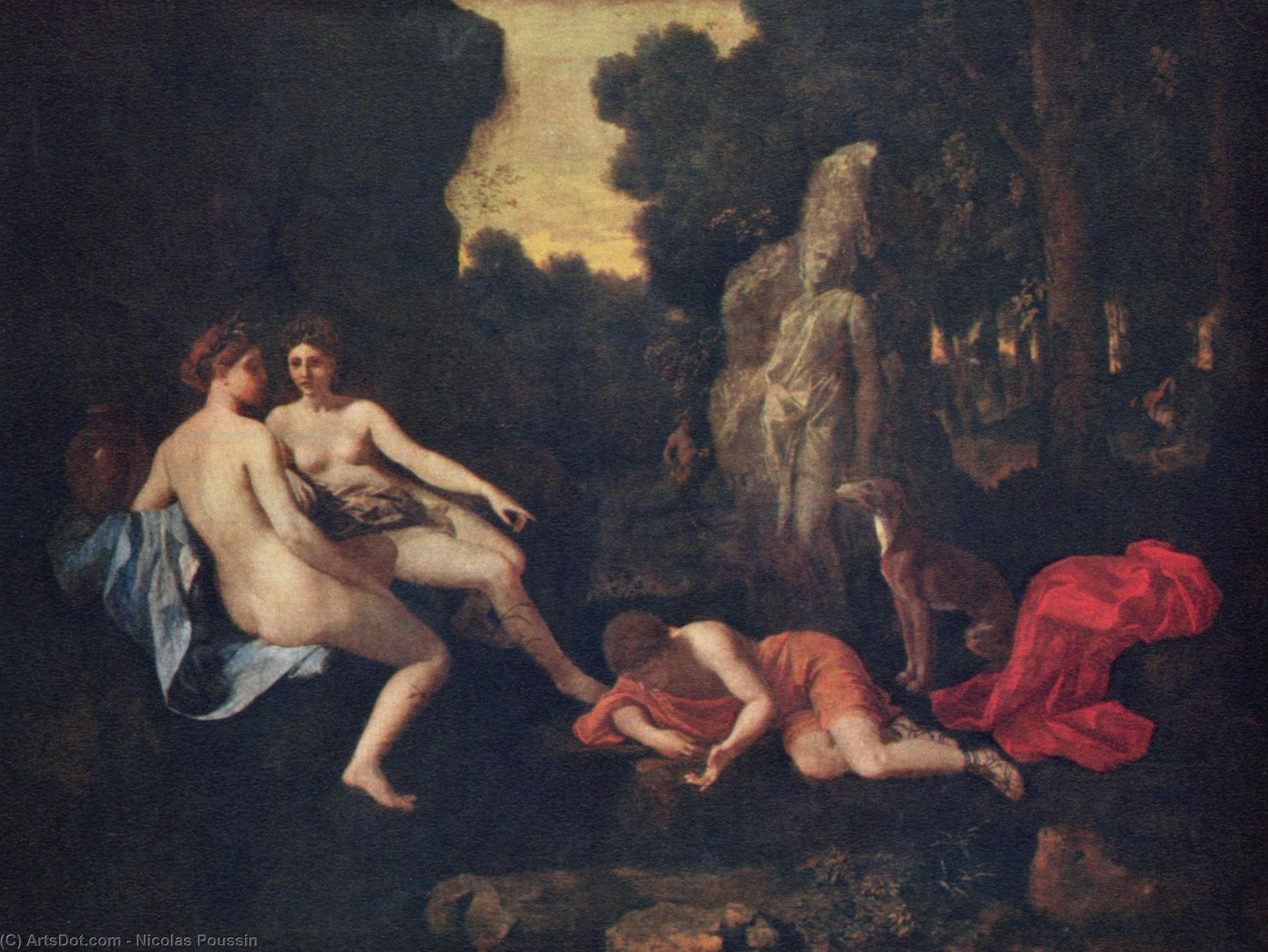 Wikioo.org – La Enciclopedia de las Bellas Artes - Pintura, Obras de arte de Nicolas Poussin - Narciso y Eco