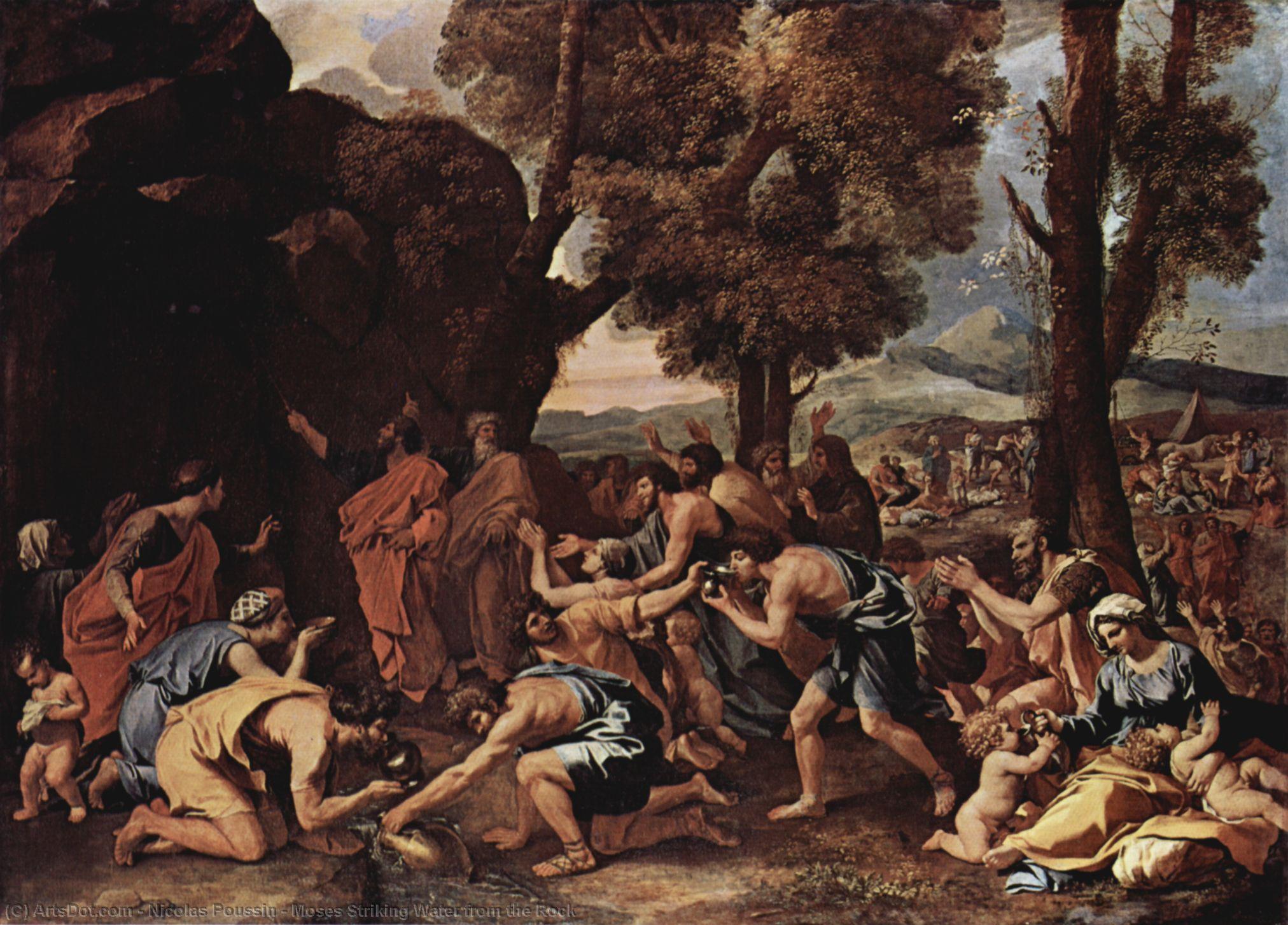 Wikioo.org – L'Enciclopedia delle Belle Arti - Pittura, Opere di Nicolas Poussin - Mosé suggestivo  acqua  da  dopodomani  roccia