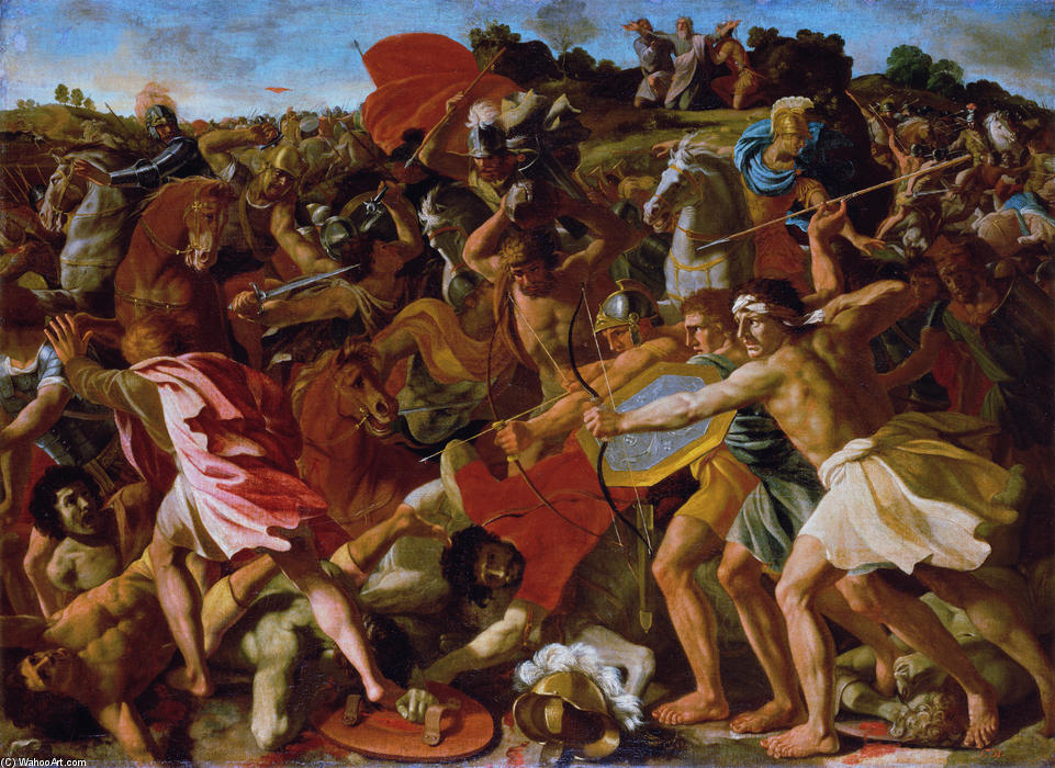 Wikioo.org - The Encyclopedia of Fine Arts - Painting, Artwork by Nicolas Poussin - Victory of Joshua over the Amalekites
