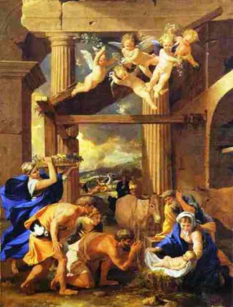 Wikoo.org - موسوعة الفنون الجميلة - اللوحة، العمل الفني Nicolas Poussin - Adoration of the Shepherds