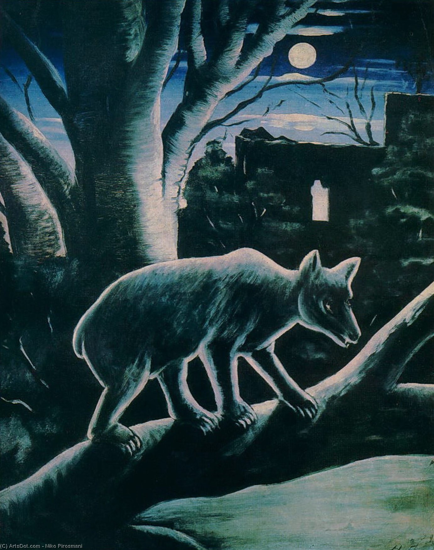 WikiOO.org - Enciclopedia of Fine Arts - Pictura, lucrări de artă Niko Pirosmani - A Bear in a Moon Night