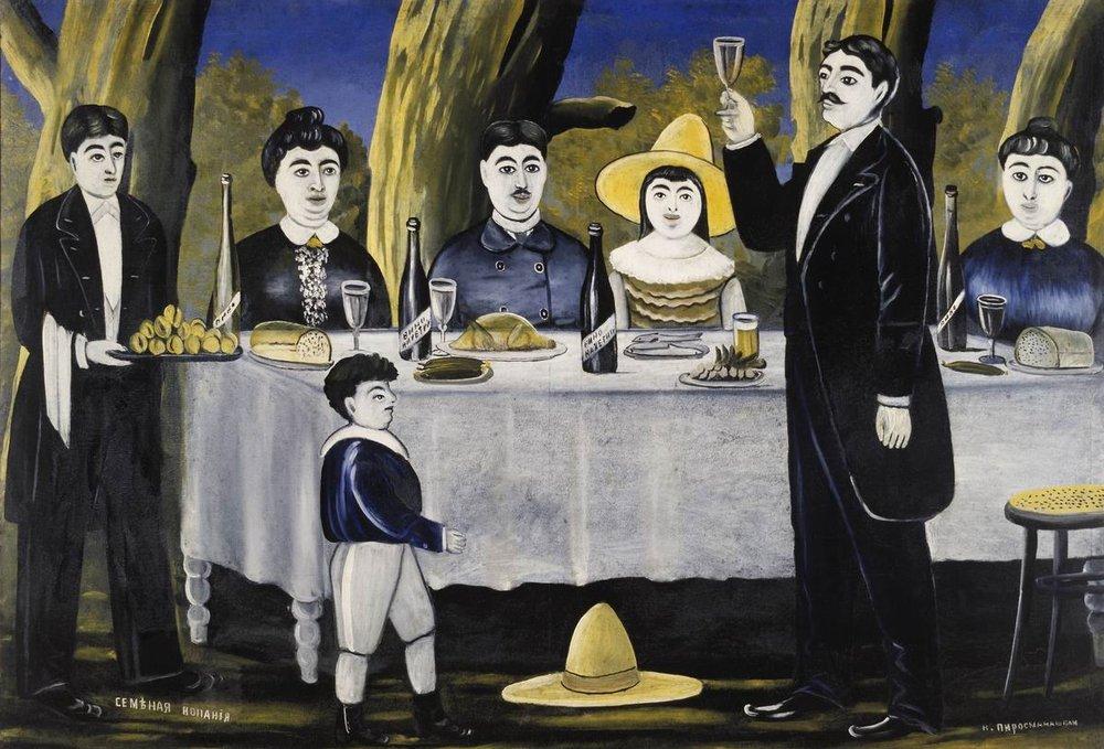 WikiOO.org - Encyclopedia of Fine Arts - Schilderen, Artwork Niko Pirosmani - Family Feast