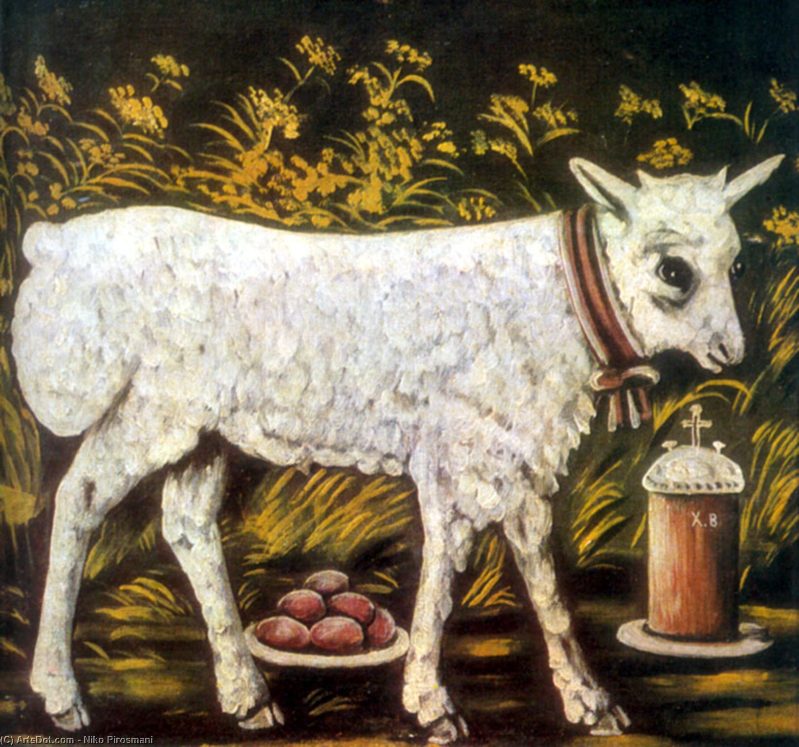 Wikioo.org - The Encyclopedia of Fine Arts - Painting, Artwork by Niko Pirosmani - Easter lamb