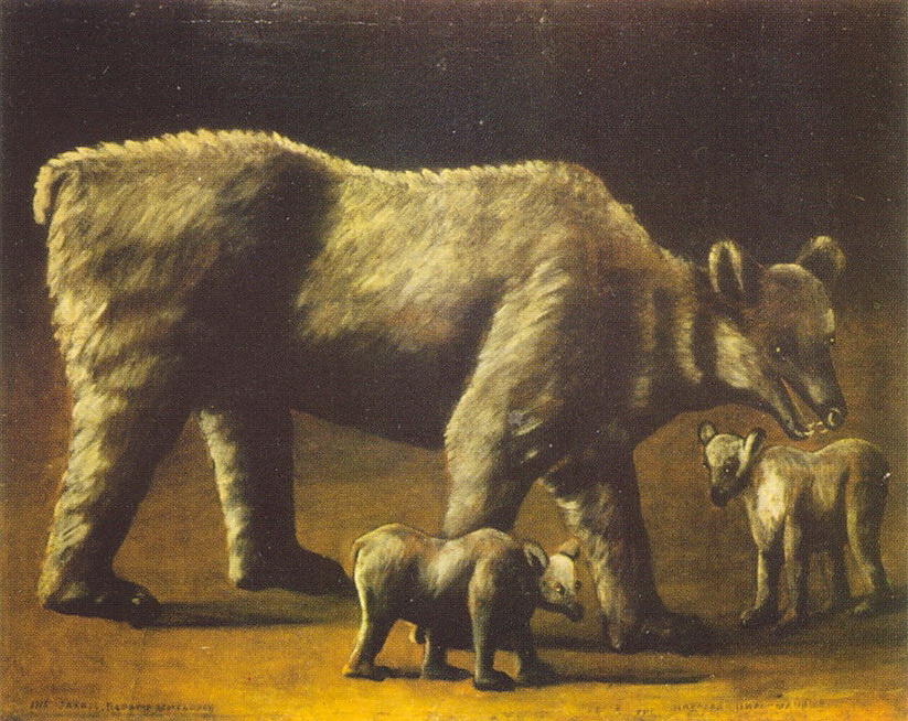 Wikioo.org – La Enciclopedia de las Bellas Artes - Pintura, Obras de arte de Niko Pirosmani - el blanco oso enestado cachorros