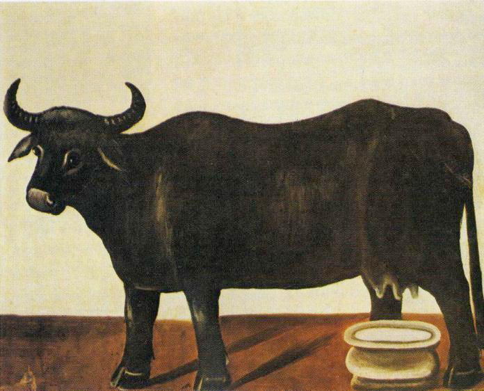 Wikioo.org - The Encyclopedia of Fine Arts - Painting, Artwork by Niko Pirosmani - Black Buffulo on a White Background