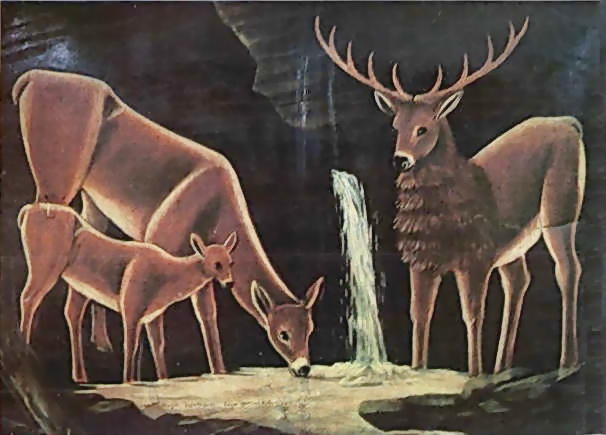 Wikioo.org - The Encyclopedia of Fine Arts - Painting, Artwork by Niko Pirosmani - The family of deer