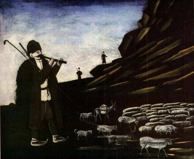 WikiOO.org - دایره المعارف هنرهای زیبا - نقاشی، آثار هنری Niko Pirosmani - Shepherd with Flock