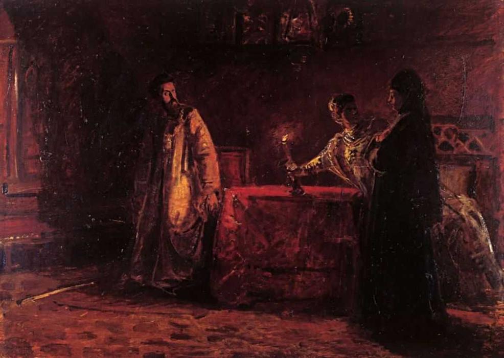 Wikioo.org - The Encyclopedia of Fine Arts - Painting, Artwork by Nikolai Ge - Tsar Boris and the Queen Martha