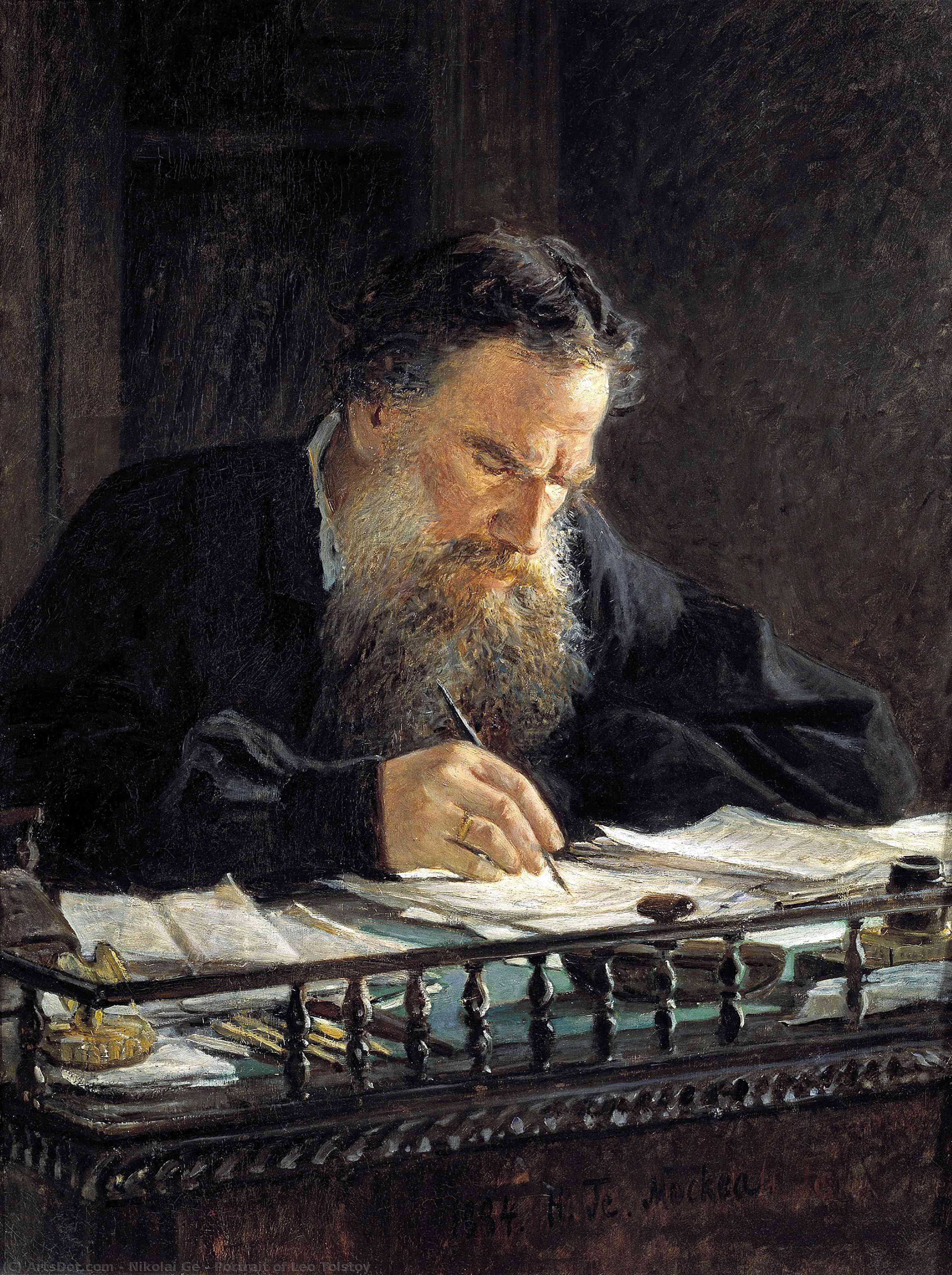 WikiOO.org - دایره المعارف هنرهای زیبا - نقاشی، آثار هنری Nikolai Ge - Portrait of Leo Tolstoy