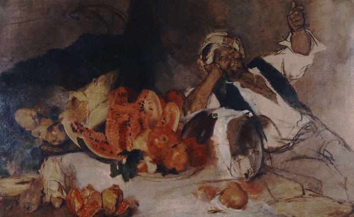 WikiOO.org - Encyclopedia of Fine Arts - Målning, konstverk Nikolaos Gyzis - Oriental man with fruit