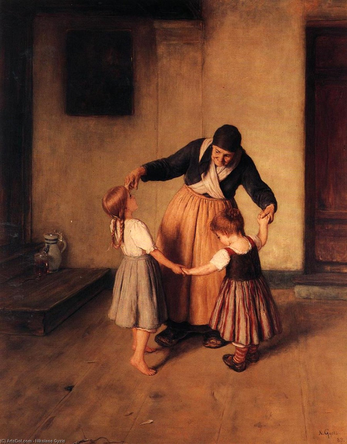 Wikioo.org - The Encyclopedia of Fine Arts - Painting, Artwork by Nikolaos Gyzis - Grandma and Children