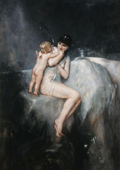 Wikioo.org – La Enciclopedia de las Bellas Artes - Pintura, Obras de arte de Nikolaos Gyzis - Nymth y Cupido