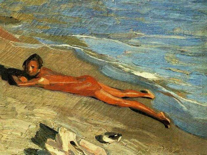 WikiOO.org - Encyclopedia of Fine Arts - Maľba, Artwork Nikolaos Lytras - Sun bathing