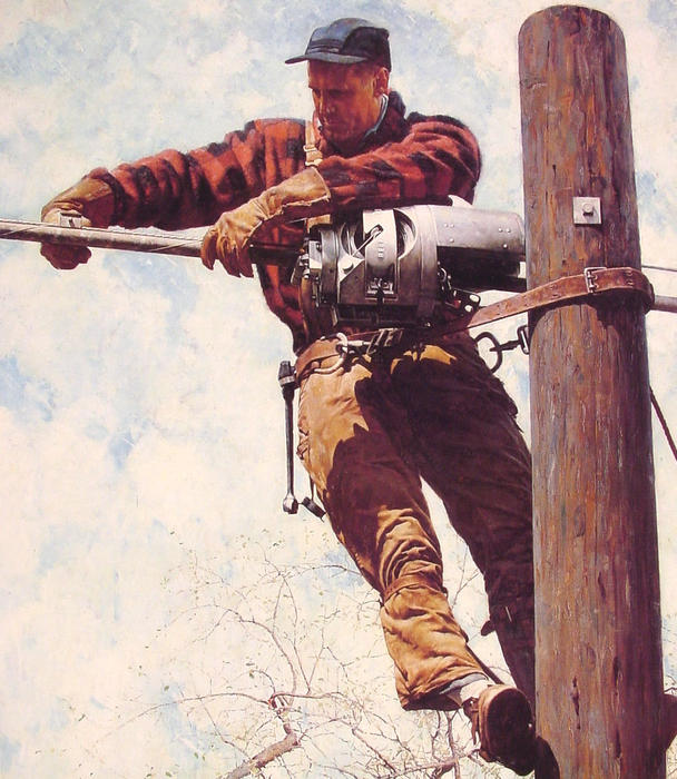 Wikioo.org - The Encyclopedia of Fine Arts - Painting, Artwork by Norman Rockwell - The Lineman