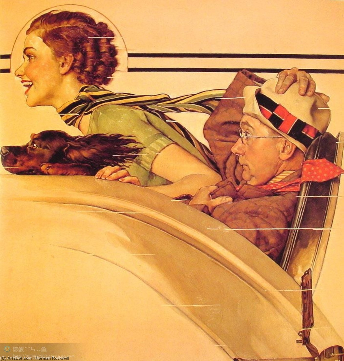 Wikioo.org - The Encyclopedia of Fine Arts - Painting, Artwork by Norman Rockwell - Couple in Rumble Seat