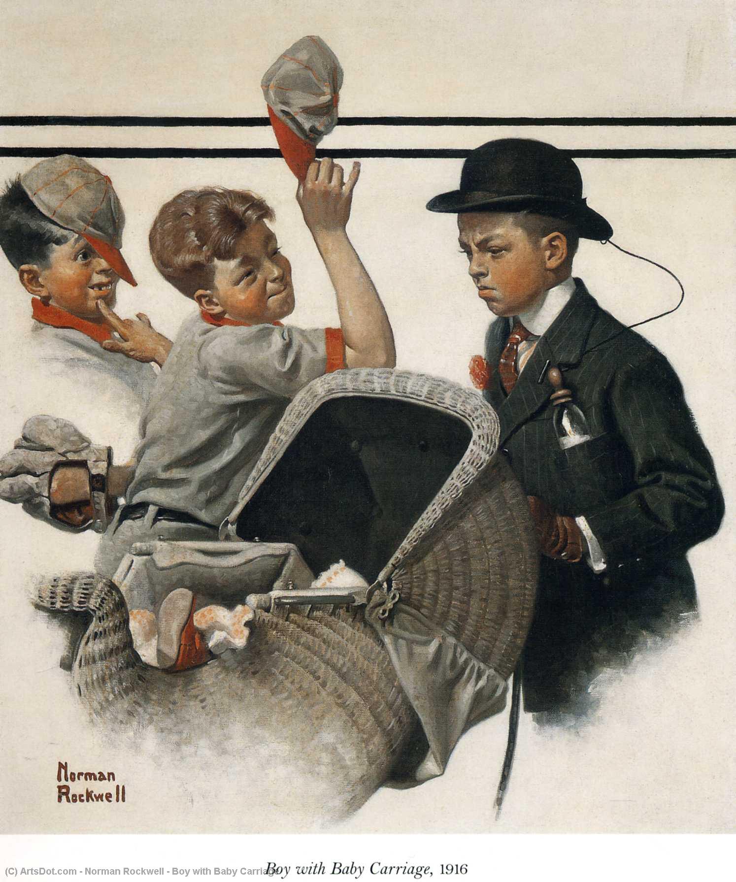 WikiOO.org - Encyclopedia of Fine Arts - Lukisan, Artwork Norman Rockwell - Boy with Baby Carriage
