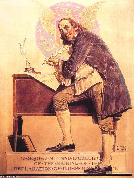 WikiOO.org - Encyclopedia of Fine Arts - Maleri, Artwork Norman Rockwell - Ben Franklin0s Sesquicentennial