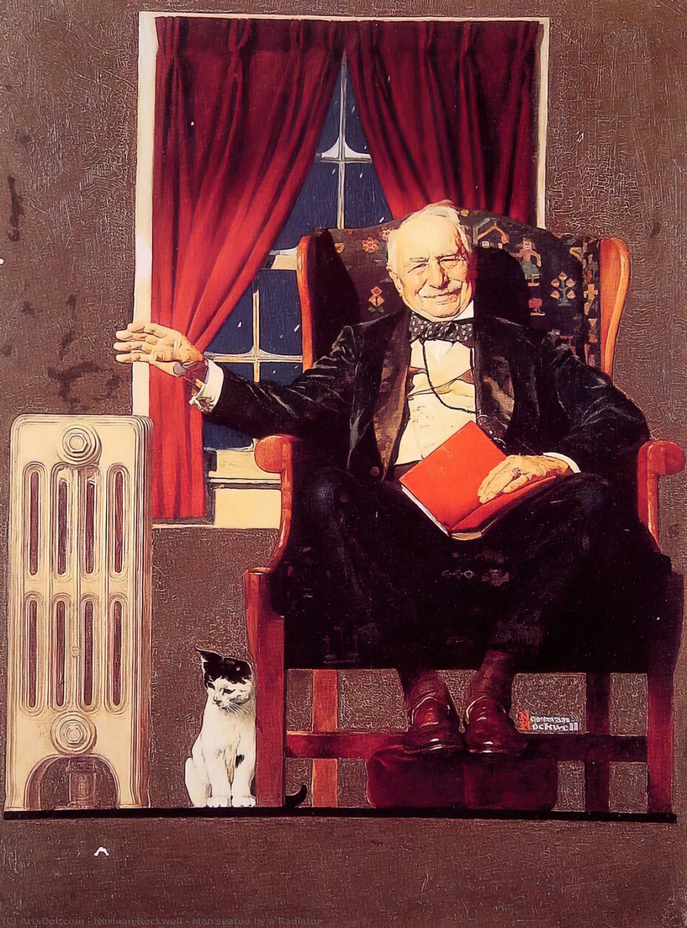 WikiOO.org - Encyclopedia of Fine Arts - Lukisan, Artwork Norman Rockwell - Man seated by a Radiator