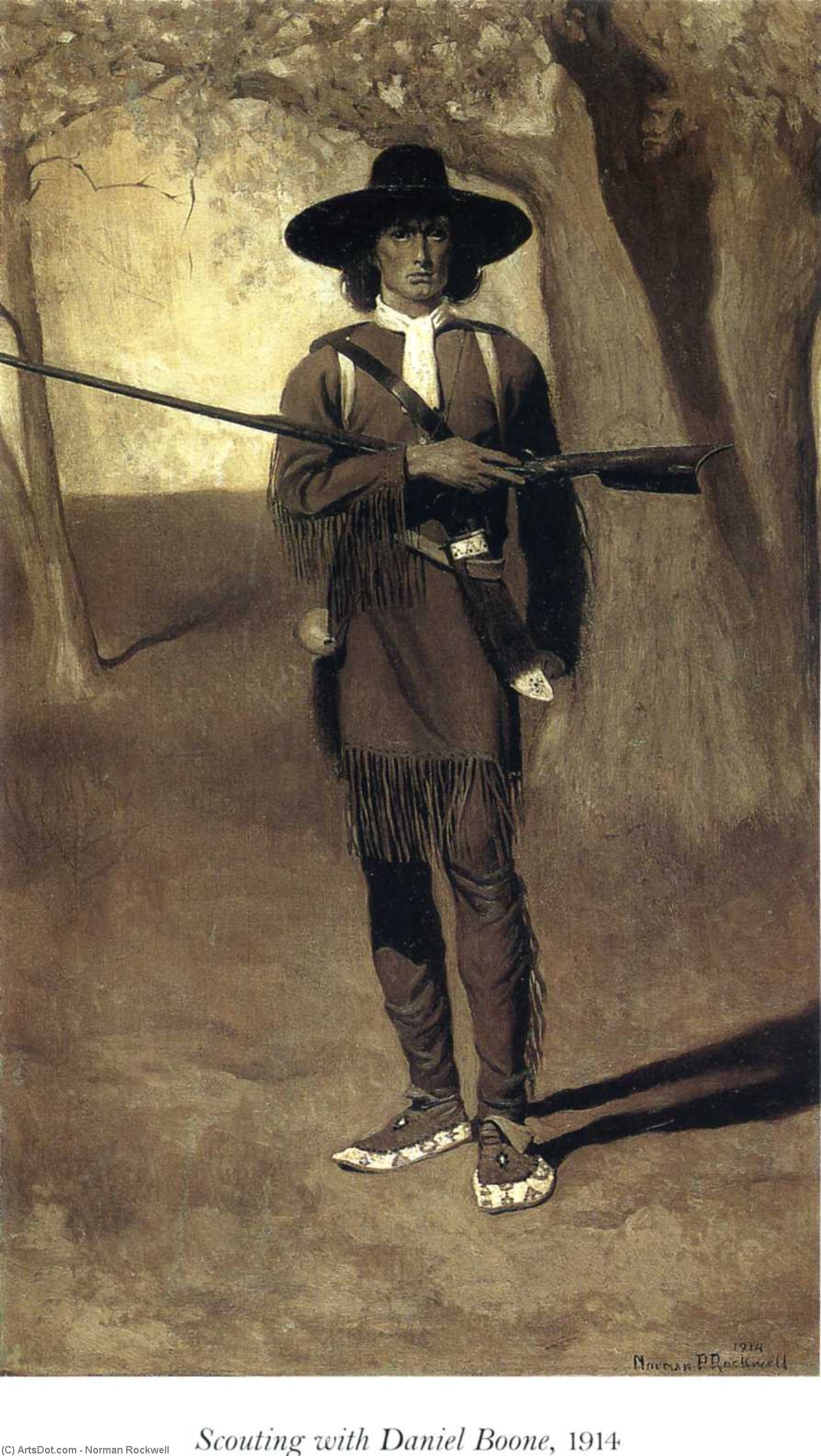WikiOO.org - Енциклопедия за изящни изкуства - Живопис, Произведения на изкуството Norman Rockwell - Scouting with Daniel Boone