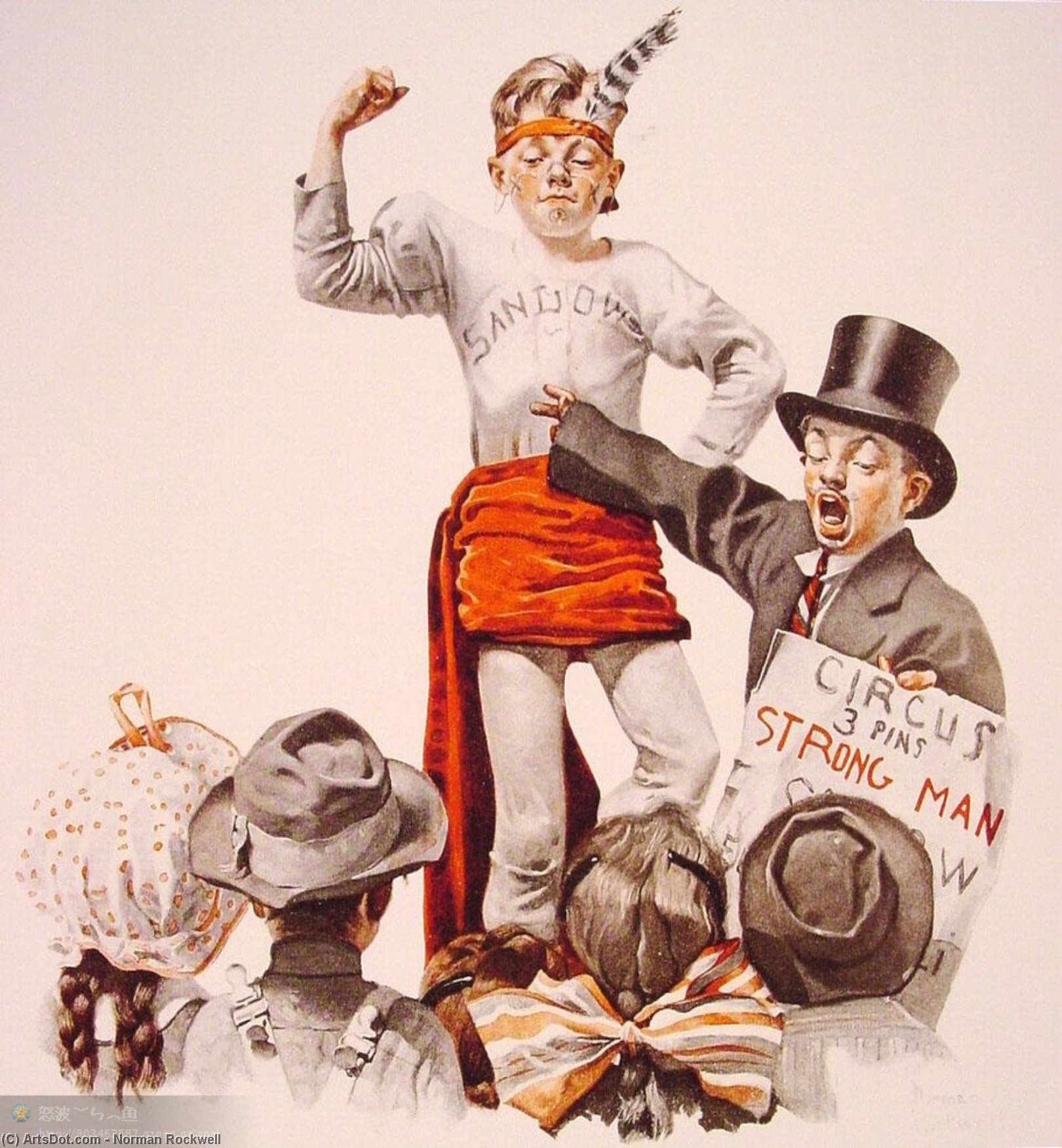 Wikioo.org - The Encyclopedia of Fine Arts - Painting, Artwork by Norman Rockwell - The Circus Barker