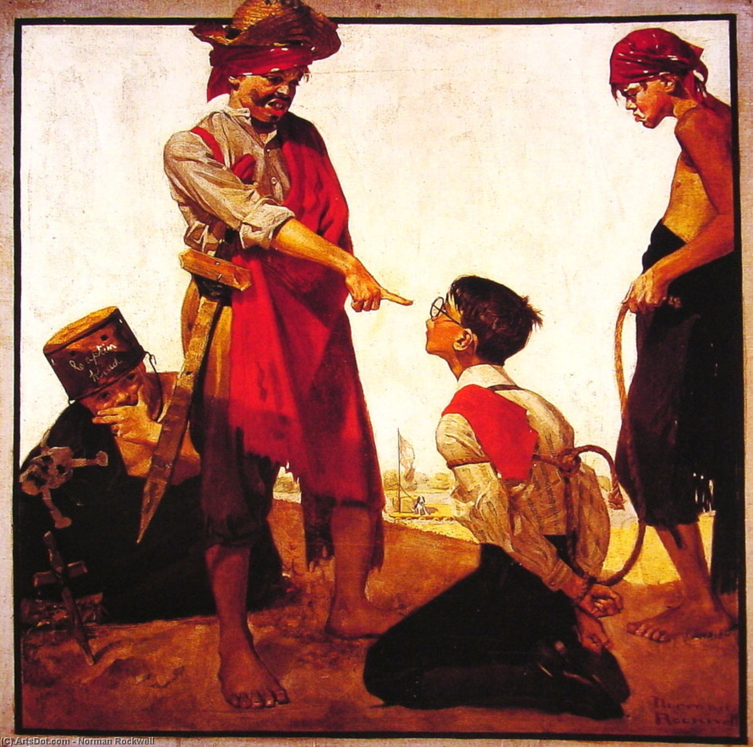 Wikioo.org – L'Encyclopédie des Beaux Arts - Peinture, Oeuvre de Norman Rockwell - cousine reginald joue pirate