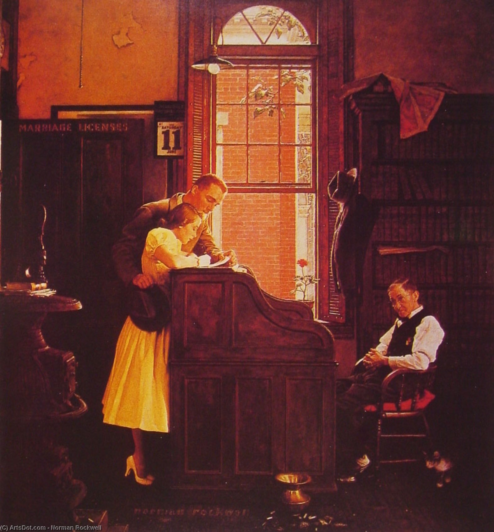 WikiOO.org - Enciklopedija likovnih umjetnosti - Slikarstvo, umjetnička djela Norman Rockwell - Marriage License
