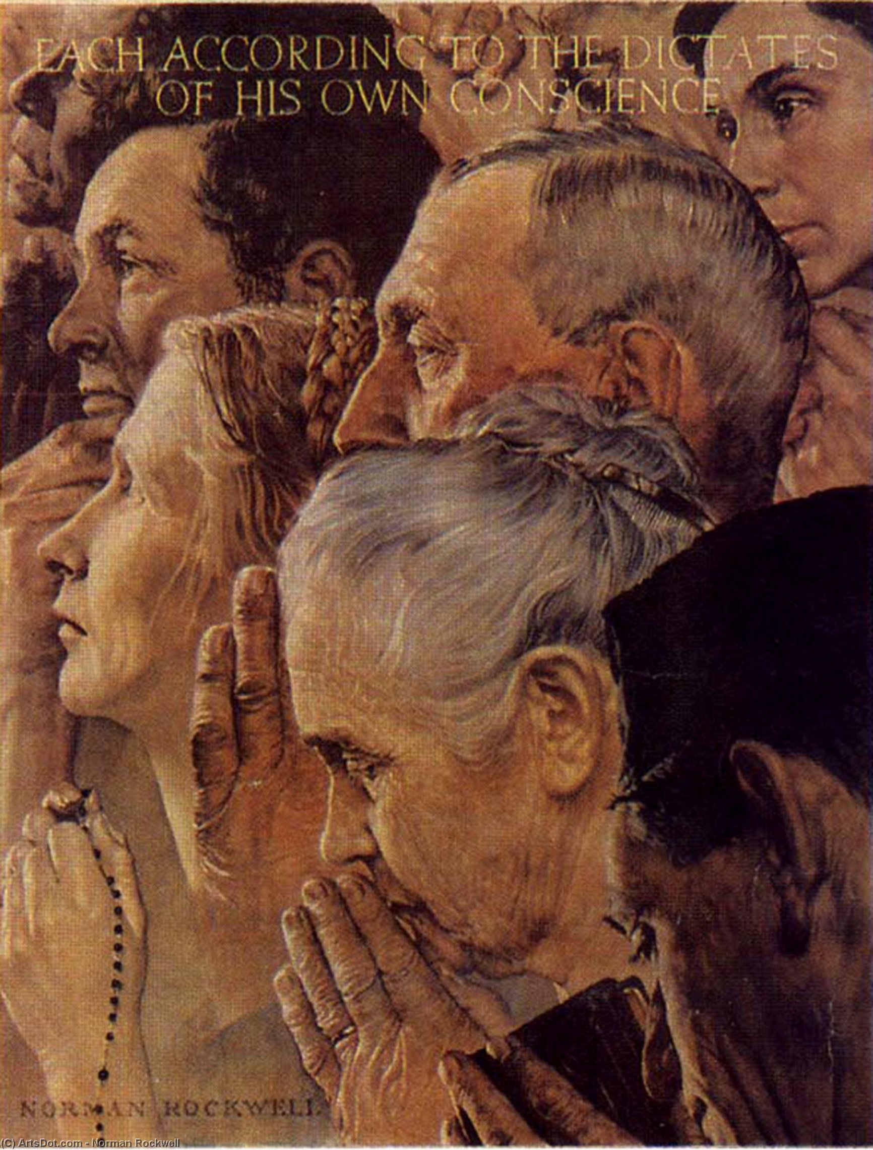 Wikioo.org - The Encyclopedia of Fine Arts - Painting, Artwork by Norman Rockwell - Freedom to Worship