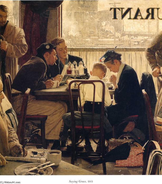 Wikioo.org - The Encyclopedia of Fine Arts - Painting, Artwork by Norman Rockwell - Saying Grace