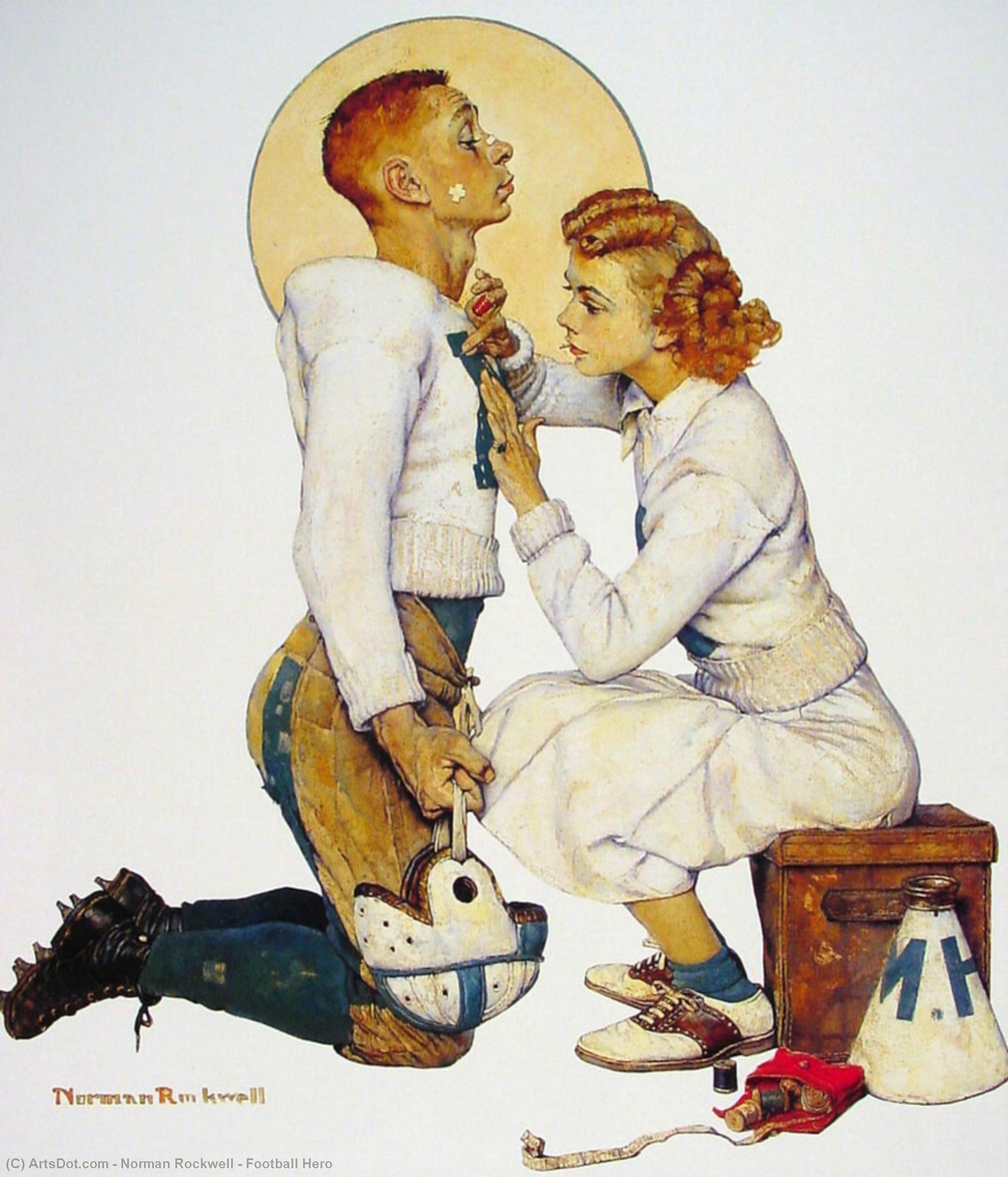 Wikioo.org - The Encyclopedia of Fine Arts - Painting, Artwork by Norman Rockwell - Football Hero