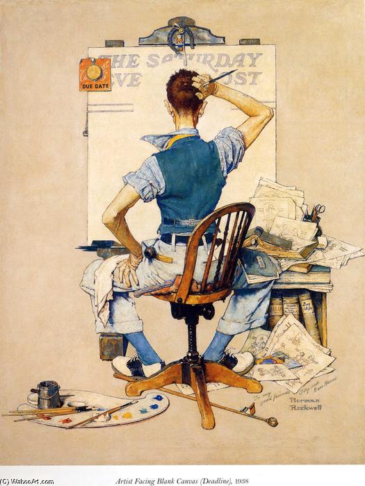 Wikioo.org - The Encyclopedia of Fine Arts - Painting, Artwork by Norman Rockwell - Artist Facing Blank Canvas