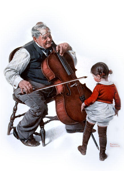 WikiOO.org - Enciclopedia of Fine Arts - Pictura, lucrări de artă Norman Rockwell - Chello OldMan LittleGirl