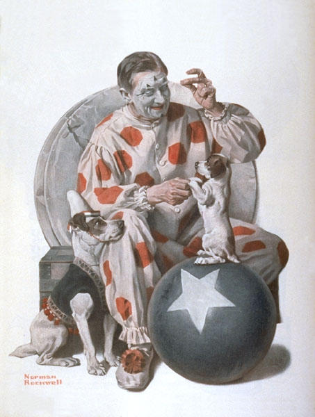 Wikioo.org - The Encyclopedia of Fine Arts - Painting, Artwork by Norman Rockwell - Clown Training Dogs