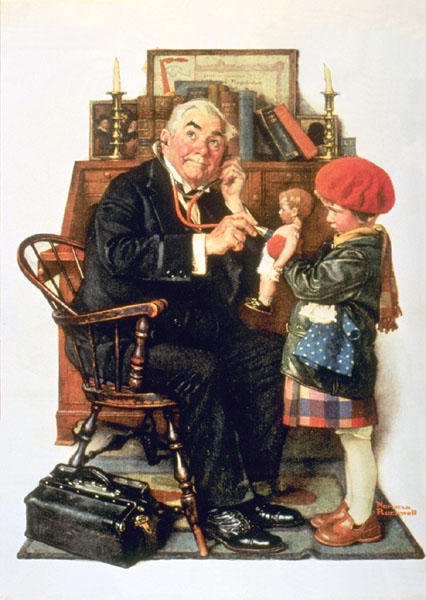 Wikioo.org - The Encyclopedia of Fine Arts - Painting, Artwork by Norman Rockwell - Doctor and Doll