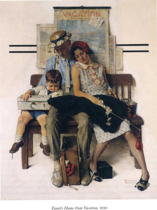 Wikioo.org - The Encyclopedia of Fine Arts - Painting, Artwork by Norman Rockwell - Family home from Vacation