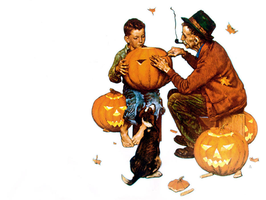 WikiOO.org - Encyclopedia of Fine Arts - Festés, Grafika Norman Rockwell - Ghostly gourds