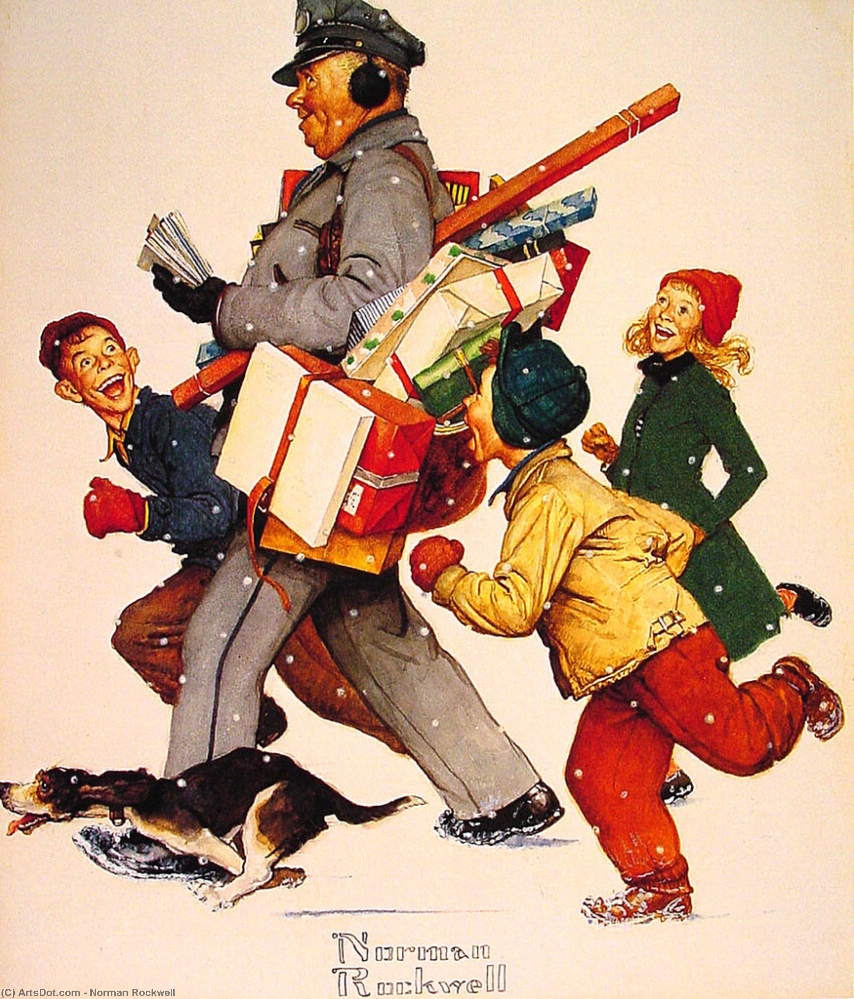 Wikioo.org - The Encyclopedia of Fine Arts - Painting, Artwork by Norman Rockwell - Jolly Postman