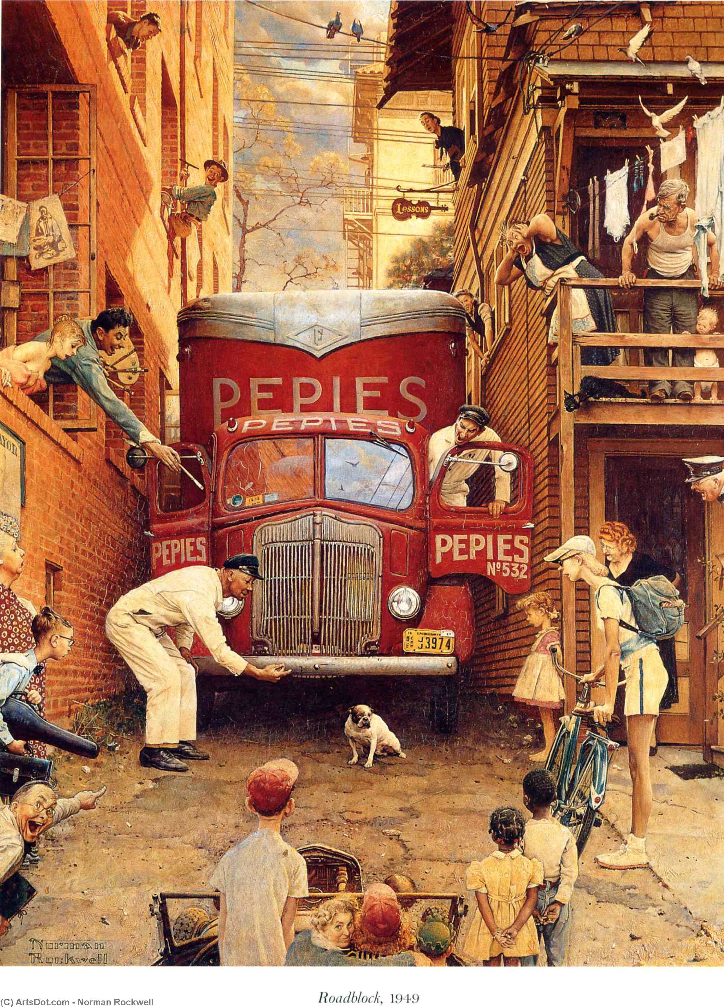 Wikioo.org - The Encyclopedia of Fine Arts - Painting, Artwork by Norman Rockwell - Roadblock