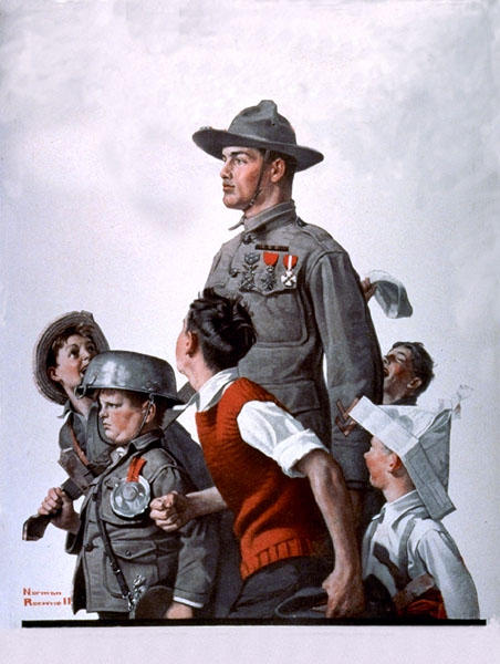 Wikioo.org - The Encyclopedia of Fine Arts - Painting, Artwork by Norman Rockwell - Soldier and comrads