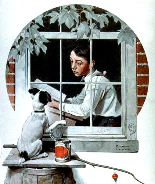 Wikioo.org - The Encyclopedia of Fine Arts - Painting, Artwork by Norman Rockwell - Stuck Inside