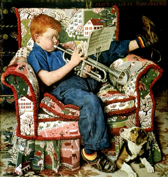 Wikioo.org - The Encyclopedia of Fine Arts - Painting, Artwork by Norman Rockwell - Trumpet Practice