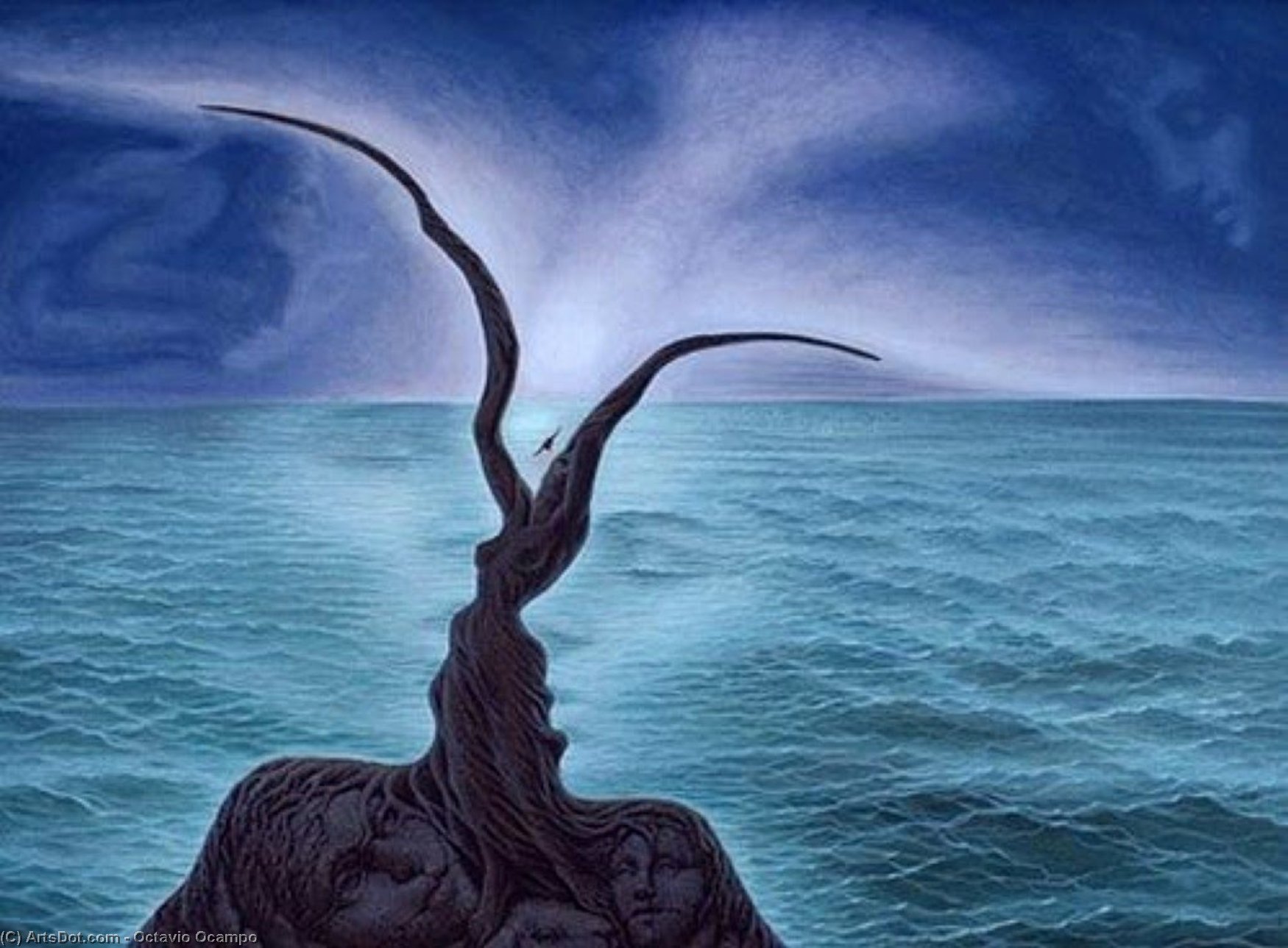 WikiOO.org - Энциклопедия изобразительного искусства - Живопись, Картины  Octavio Ocampo - поцелуй тот  Море