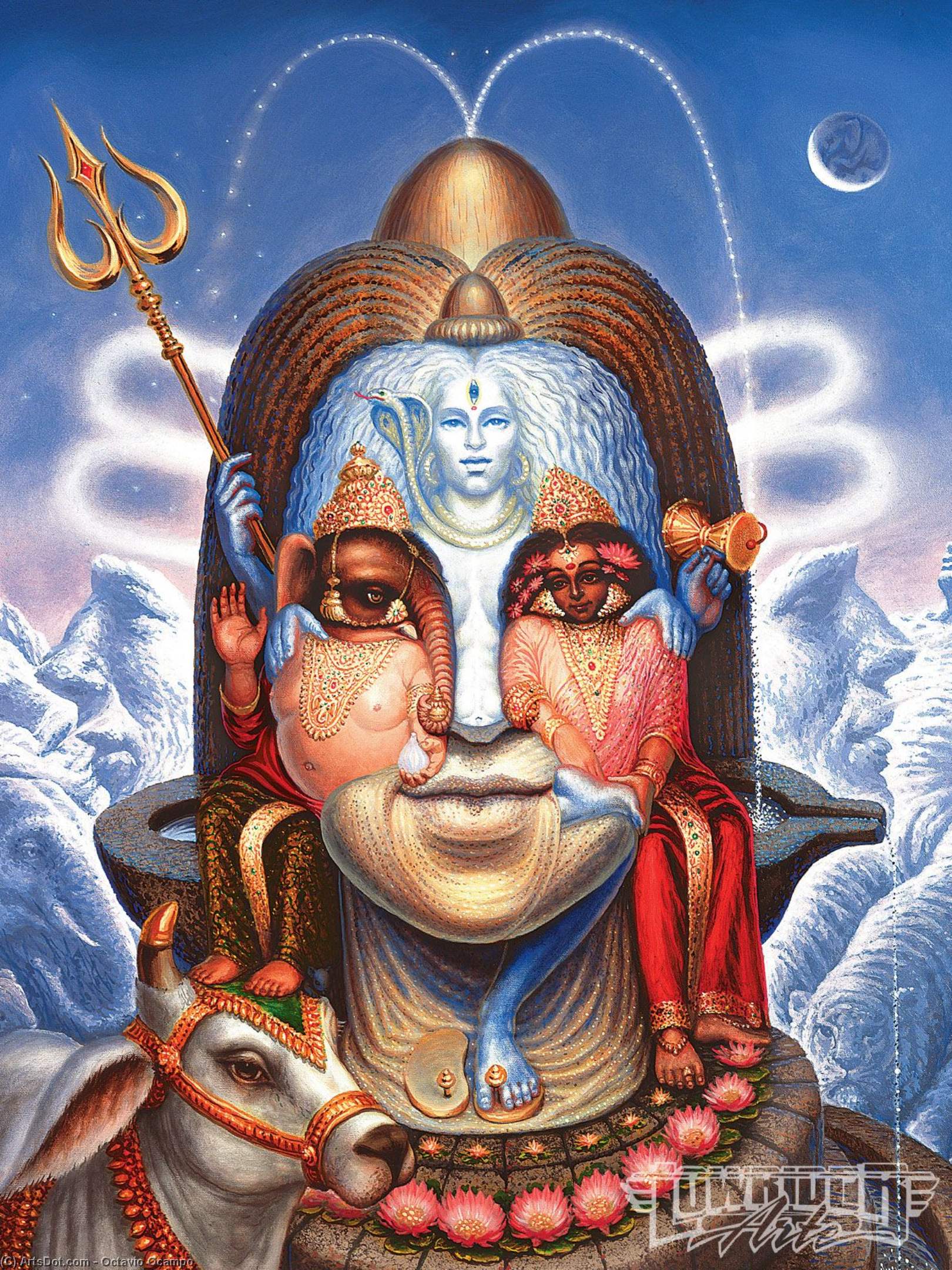 Wikioo.org – La Enciclopedia de las Bellas Artes - Pintura, Obras de arte de Octavio Ocampo - Mujer y Montañas Shiva