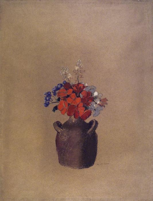 WikiOO.org – 美術百科全書 - 繪畫，作品 Odilon Redon - 花儿  在 花瓶