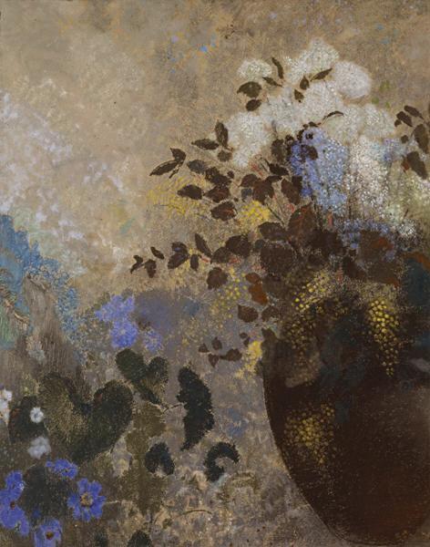 WikiOO.org - Encyclopedia of Fine Arts - Lukisan, Artwork Odilon Redon - Flowers in a Black Vase