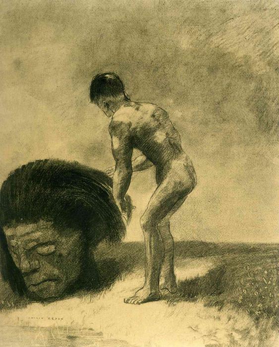 Wikioo.org - Bách khoa toàn thư về mỹ thuật - Vẽ tranh, Tác phẩm nghệ thuật Odilon Redon - David and Goliath